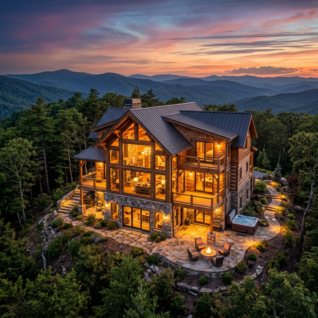 Luxury Mountain Log Chalet Exterior Detail